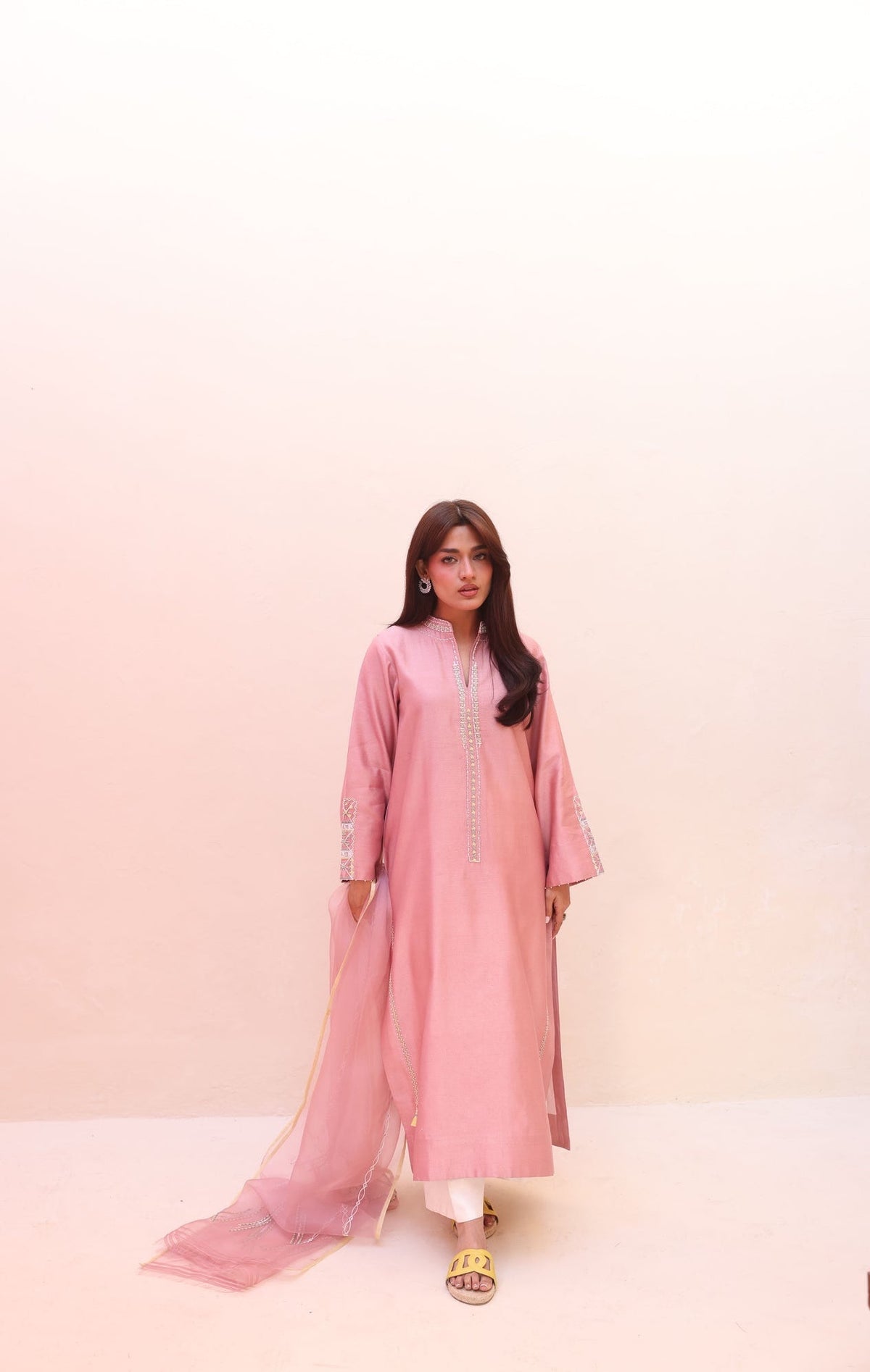 Khushboo &amp; Pankaj Rose Blush Embroidered Kurta Set