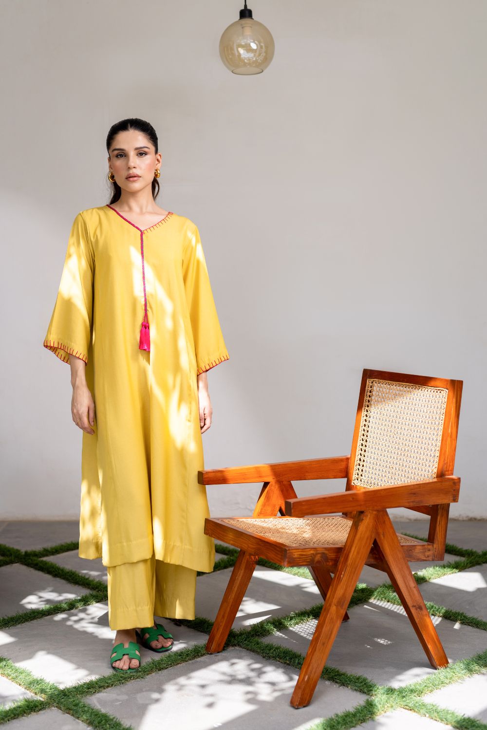 Khushboo &amp; Pankaj Yellow Summer Kurta Set