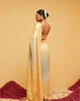Yellow and Ice Blue Georgette Banarasee Bandhani Saree