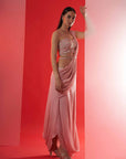 Blush Pink Printed Saree with Elegant Blouse
