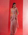 Blush Pink Printed Saree with Elegant Blouse