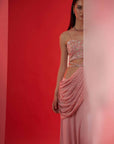Blush Pink Printed Saree with Elegant Blouse