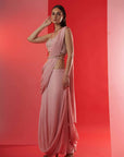 Blush Pink Printed Saree with Elegant Blouse