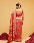 Traditional Red Georgette Bandhani Banarasee Saree