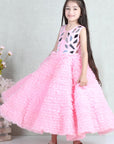 Net Tulle Dress with Acrylic Handwork On Umpire