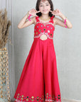 Silk Jumpsuit with Handwork On Empire and Bottom Flair