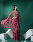 Intricately Hand Embroidered Pre Draped Saree