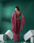 Intricately Hand Embroidered Pre Draped Saree