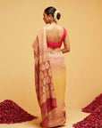 Traditional Maroon and Yellow Georgette Bandhani Saree