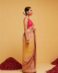 Traditional Maroon and Yellow Georgette Bandhani Saree