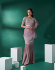 Pre Drape Skirt Saree With Tube Details In Floral and Geometrical