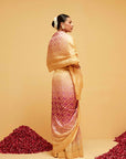 Traditional Yellow and Magenta Georgette Banarasi Bandhani Saree
