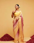Traditional Yellow and Magenta Georgette Banarasi Bandhani Saree