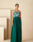 Ruflle Drape Skirt Set with Crop Top
