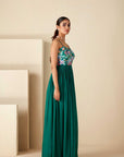 Ruflle Drape Skirt Set with Crop Top