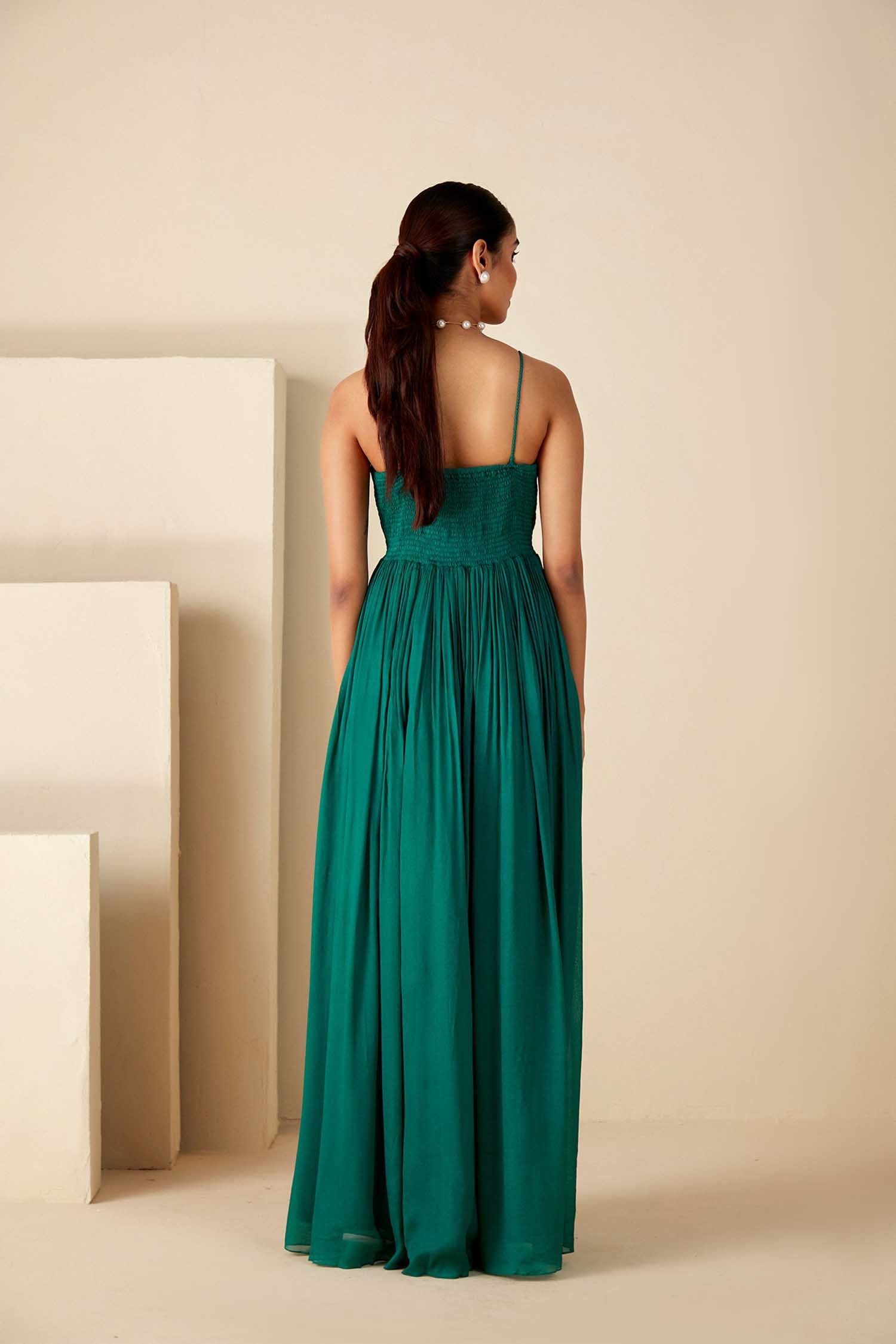 Ruflle Drape Skirt Set with Crop Top