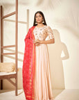 Intricately Sequin Embroidered Beige Ombre Anarkali Dress