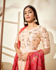Intricately Sequin Embroidered Beige Ombre Anarkali Dress