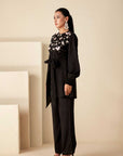 Hand Embroidered Ombre Drape Skirt Set