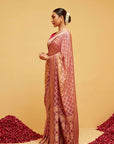 Pink Shaded Georgette Bandhani Banarasee Saree