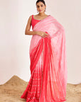 Horizontal Sequin and Thread Embroidery Saree with Plain Blouse