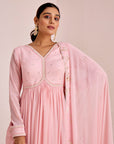 Gathered Anarkali with Hand Embroidered Yoke and Georgette Dupatta