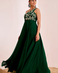 One Shoulder Hand Embroidered Gown