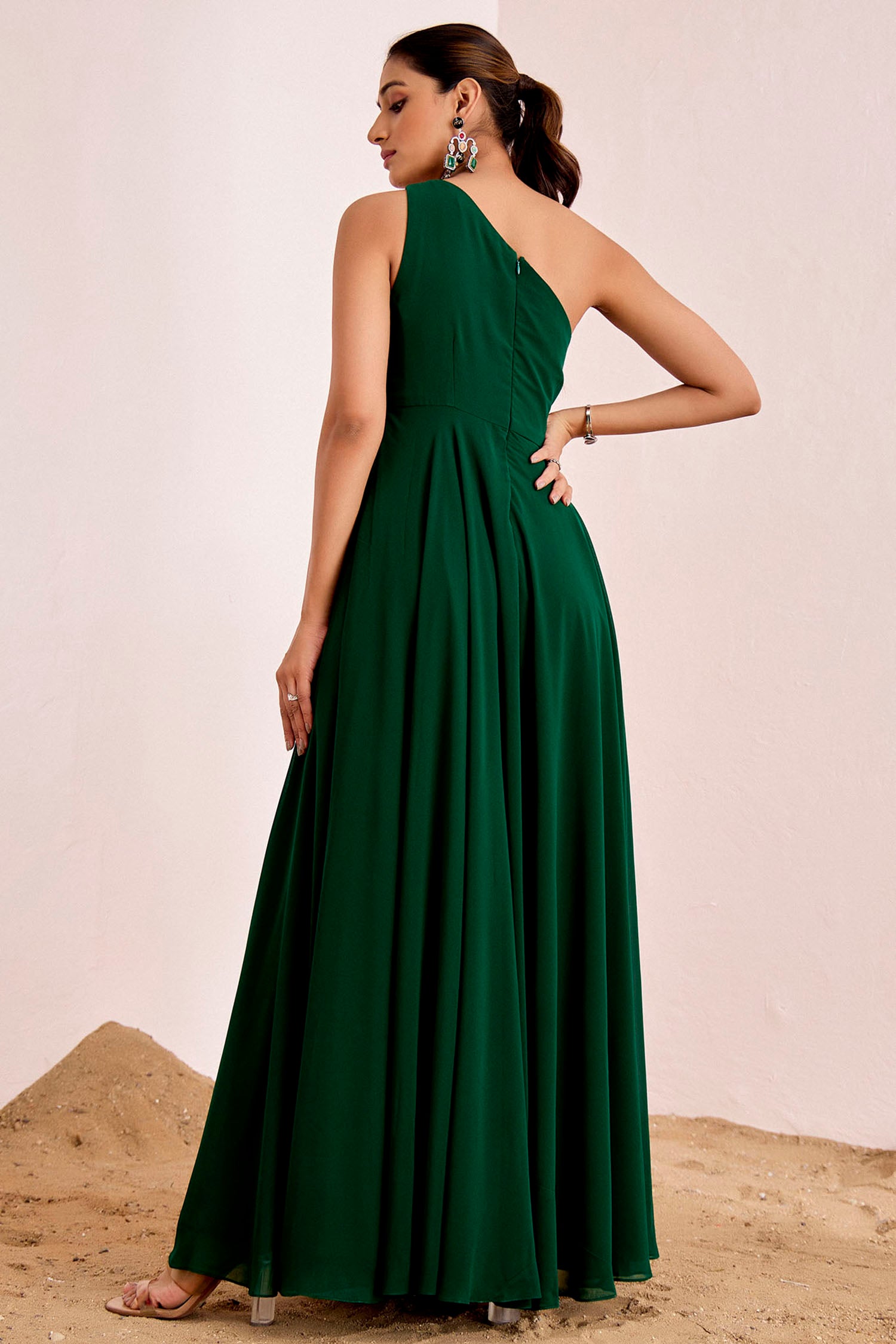 One Shoulder Hand Embroidered Gown