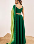 Plain Lehenga with Heavy Hand Embroidered Blouse and Shaded Organza Dupatta