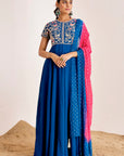 Hand Embroidered Gown with Shaded Sequins Georgette Dupatta
