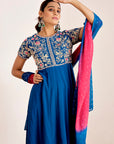 Hand Embroidered Gown with Shaded Sequins Georgette Dupatta