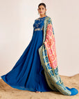 Hand Embroidered Anarkali with Shaded Banarasee Dupatta