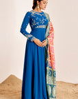 Hand Embroidered Anarkali with Shaded Banarasee Dupatta