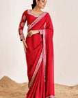 Mirror Work Saree with Heavy Embroidered Blouse