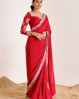 Mirror Work Saree with Heavy Embroidered Blouse