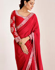 Mirror Work Saree with Heavy Embroidered Blouse