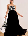 Strappy Sequin Embroidered Gown with Braided Straps and Gathered Waist