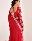 Mirror Work Saree with Heavy Embroidered Blouse