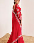 Mirror Work Saree with Heavy Embroidered Blouse
