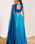 Ombre Sequin Embroidered Lehenga with Hand Embroidered Blouse