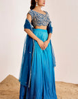 Ombre Sequin Embroidered Lehenga with Hand Embroidered Blouse