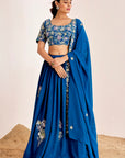 Machine Embroidered Lehenga with Pearl and Sequin Handwork
