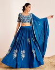 Machine Embroidered Lehenga with Pearl and Sequin Handwork