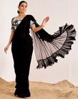 Heavy Embellished Blouse with Pre-Draped Ruffle Saree