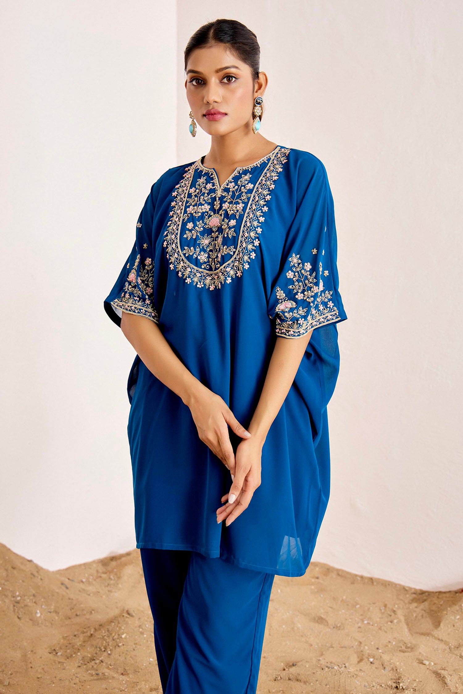 Hand Embroidered Kaftan with Pants
