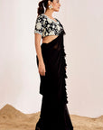 Heavy Embellished Blouse with Pre-Draped Ruffle Saree