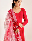 Plain Anarkali with Chudi Sleeves and Shaded Organza Dupatta
