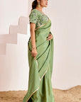 Shimmer Saree with Sequins Scallop Border and Hand Embroidered Blouse