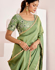 Shimmer Saree with Sequins Scallop Border and Hand Embroidered Blouse