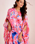 Long Kaftan Dress with Pleated Waist